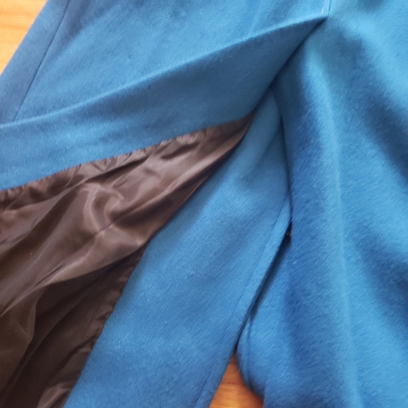 Micki! Vintage USA sz 10 blue Double-Breasted long womens wool coat - Picture 7 of 16